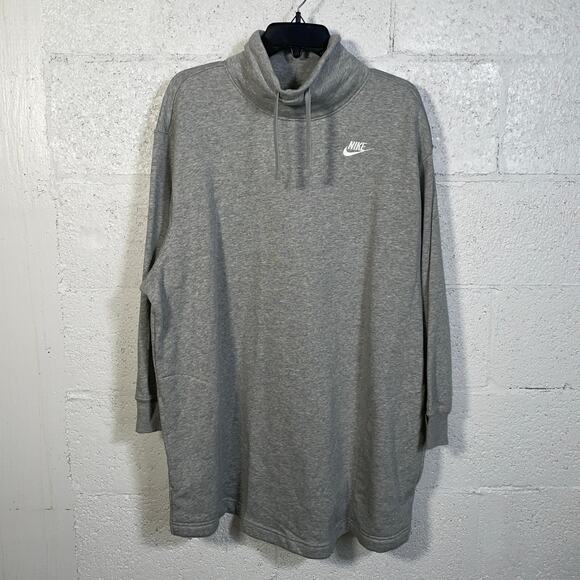 Nike Women's club Fleece Mock-Neck Sweatshirt grey 1X - Picture 1 of 11